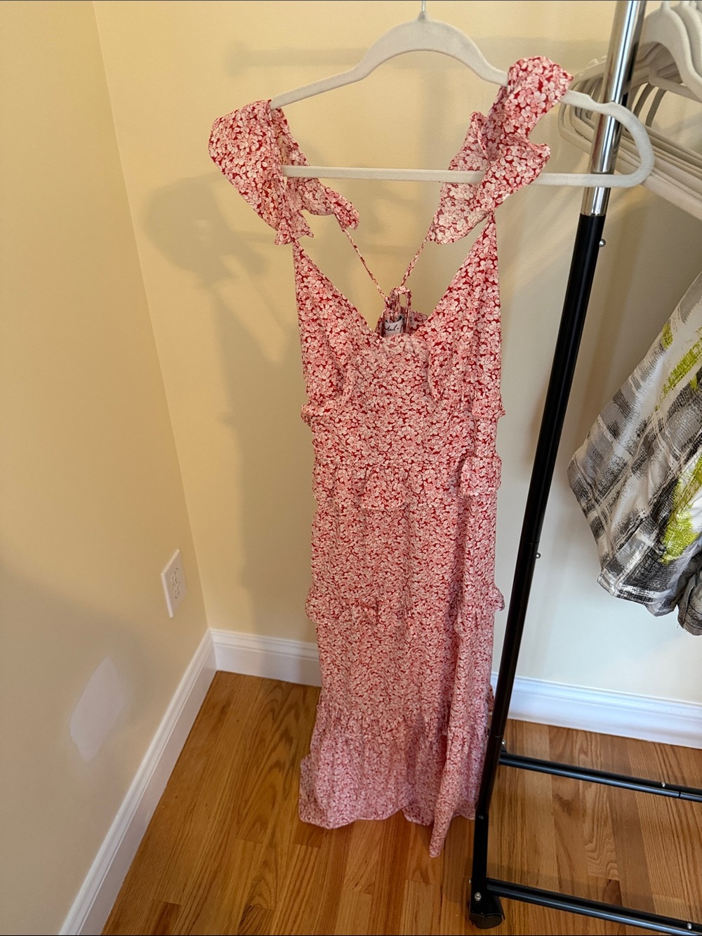 Petal & Pup Pink Floral Ruffle Midi Dress